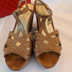 GUESS Women's Tan Wedge Sandals Size 11
